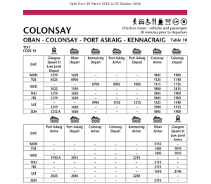 timetable calmac corncrake amended travellers